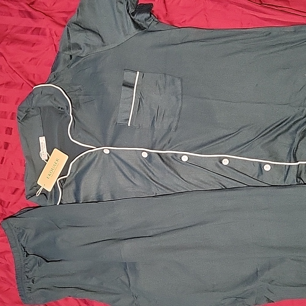 Ekouaer Xl Hunter Green Short-Sleeved Pajama Set